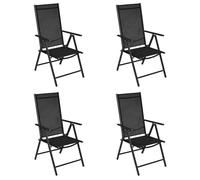 &Mode Lot de 4 fauteuils relax/ Chaises pliables de jardin - Ensemble de 4 pièces - Aluminium et textilène Noir Sale371139