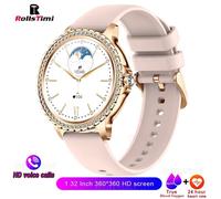 Mode Luxe Or Femmes Montre Intelligente Fréquence Cardiaque Sang Oxygène Surveillance Du Sommeil Diamant Bracelet Bluetooth Appel Smartwatch Dames.Pink.