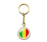 Mode Mali Drapeau National Badge Porte-Clés Brillant Cristal Fleur Charme Voiture Sac Porte-Clés, Voyage Ville Souvenir Pendentif Porte-Clés Cadeaux Pour Femmes Hommes, Porte-Clés De Mode, L
