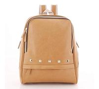 Mode Métal Rivet Étudiant Sac À Dos en Cuir Ordinateur Sac À Dos Collège Étudiant Décontracté Sac D'École Brun
