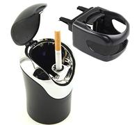 Mode Mini cendrier de voiture avec support de tasse, plateau de cendres de voiture amovible avec couvercle et LED Lumière, cendriers de voiture for une utilisation intérieure et extérieure Stable