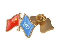 Mode Mode Chine Et Drapeau Des Nations Unies Broches En Émail Charme Chic Double Face Croisé Amitié Drapeau Badges Bijoux, Nouveauté Accessoires Patriotiques Boutons Broches Cadeau Créatif,A