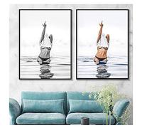Mode Noir Blanc Affiche Sexy Doigt Du Milieu Féministe Toile Peinture Mur Art Femme Photos Salon Décor 50x75cm (20x30in) x2 Sans Cadre