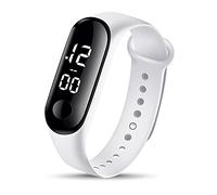 Mode numérique LED Sport Montre Unisexe Bande de Silicone Montres-Bracelets Hommes Femmes Mi Fit Bip S (White, One Size)