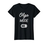 Mode Olga Activé Nom Drôle T-Shirt Graphique avec Valeur, Femme, Noir, L