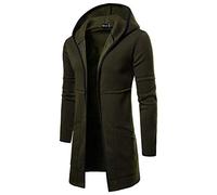 Mode Outwear Mens Trench Trench Solid Blouse Jacket Long Cardigan Coat Gleeve Hooded Coats & Jackets pour Hommes Sweat-Shirt Sweat Capuche Homme (Green, L)