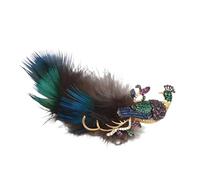 Mode Paon Broche à Plumes Avec Zircon Au Hauteur Des Yeux Décoration De Vêtements De Crayon Pour L'usure Quotidienne Paon Broche Plume Broche