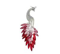 Mode Paon broche pour les femmes élégant Paon strass cristal lapel broches Pin Vintage mariage fête cadeau de bijoux de vacances (Rouge A)
