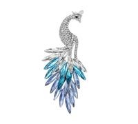 Mode Paon broche pour les femmes élégant Paon strass cristal lapel broches Pin Vintage mariage fête cadeau de bijoux de vacances (Bleu A)