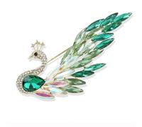 Mode Paon broche pour les femmes élégant Paon strass cristal lapel broches Pin Vintage mariage fête cadeau de bijoux de vacances (Vert C)