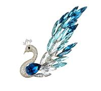 Mode Paon broche pour les femmes élégant Paon strass cristal lapel broches Pin Vintage mariage fête cadeau de bijoux de vacances (Bleu C)