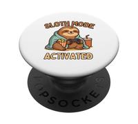 Mode Paresseux activé | Jeu de Mots Amusant en Forme d'animal Paresseux PopSockets PopGrip Adhésif