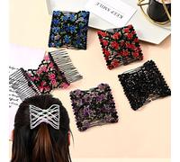 Mode peigne à cheveux griffe chignon dames perles magiques élastiques Double bandes chaîne épingle à cheveux outil queue de cheval cheveux accessoires bandes de coiffure 2 Purple