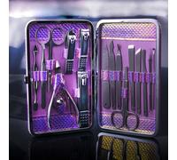 Mode Professionnel 16 Pièces Coupe-Ongles Ensemble Ciseaux Pince À Épiler Couteau Manucure Cutter Nail Art Pédicure Manucure Outils
