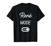 Mode René Activé Nom Drôle T-Shirt Graphique avec Valeur, Homme, Noir, M