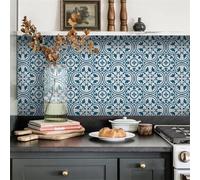 Mode rétro bleu Beige peler et coller papier peint vinyle auto-adhésif carrelage mural cuisine salle de bains autocollant carrelage(10 Pcs/20x20cm)