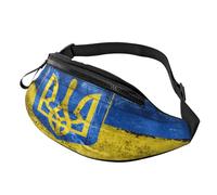 Mode Sac À Poitrine Drapeau De L'Ukraine avec Armoiries Sac Porté Épaule Réglable Sacoche Ceinture pour Activités Vie Quotidienne Alpinisme 14X35Cm