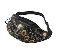 Mode Sac Banane Taille Halloween Fantôme Sorcière Chauve-Souris Tournesol Sac À Dos De Randonnée Unisexe Sacoche Homme Bandouliere pour Activités Vie Quotidienne Cyclisme 14X35Cm