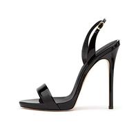 Mode Sandale Boucle Stiletto Sexy Bout Ouvert,MWOOOK-655 Femme Paillettes Lanières Croisées Talon Haut Aiguille,Black,42