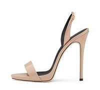 Mode Sandale Boucle Stiletto Sexy Bout Ouvert,MWOOOK-655 Femme Paillettes Lanières Croisées Talon Haut Aiguille,Nude,38