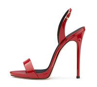 Mode Sandale Boucle Stiletto Sexy Bout Ouvert,MWOOOK-655 Femme Paillettes Lanières Croisées Talon Haut Aiguille,Red,37