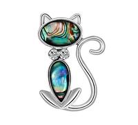 Mode Shell Broche Broche Debout Chat Émail Animal Broche Costume Robe Châle Clip Bijoux Décoration Cadeau 3.7 * 2.6cm Argent Durable et Pratique Créatif et utile Utile traité