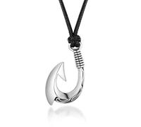 Mode Simple Motif Gravé Hameçon Pendentif Collier Hommes Hip Hop Style Rock Party Décorations Cadeau