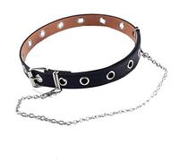 Mode simple Oeillet Oeillet PU Ceinture en cuir rivets creux Punk Ceinture de taille ajustable Ceinture simple Prong Boucle de ceinture pour les femmes noires