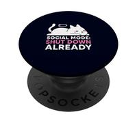 Mode Social Shut Down Déjà Introverti Cat Low Battery Meme PopSockets PopGrip Adhésif
