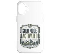 Mode Solo activé Embrace Wild Mountain Randonnée Aventure Coque pour iPhone 16 Plus
