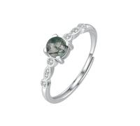 Mode Texture De Pierre Naturelle Différente Vert Mousse Herbe Agate Vouple Bague Pour Femmes Argent Sterling Cadeau Bijoux