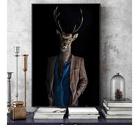 Mode Toile Peintures Cerf en Costume Toile Art Affiches Et Gravures pour Salon Décor Nordique Animaux Mur Art Photos 30x45cm sans Cadre