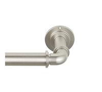 MODE Tringle à rideaux industrielle réglable de 2,8 cm de diamètre avec montage mural en acier, bloque la lumière, convient aux fenêtres de 182,9 cm à 365,8 cm, nickel brossé