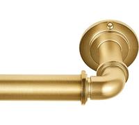 MODE Tringle à rideaux industrielle réglable de 2,8 cm de diamètre avec montage mural en acier, bloque la lumière, convient aux fenêtres de 91,4 cm à 183 cm, or brossé