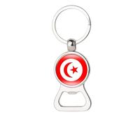 Mode Tunisie Drapeau National Porte-Clés Mode Patriotique Décapsuleur Porte-Clés Charme, Pour Femmes Hommes Bijoux Souvenirs Cadeau Multifonction, Porte-Clés De Mode, Long: 8,3 Cm