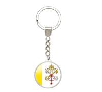 Mode Vatican Drapeau Porte-Clés Double Face Drapeau National Pendentif Tirer Sur Porte-Clés, Charme Porte-Clés Bijoux Pour Hommes Femmes Sac Accessoires Cadeau, Porte-Clés De Mode, Long: 10