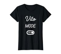 Mode Vito Activé Nom Drôle T-Shirt Graphique avec Valeur, Femme, Noir, M