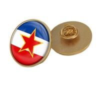 Mode Yougoslavie Drapeau Cristal Époxy Badge Broche Drapeau Du Monde Badges Pour Femmes Et Hommes Pays Nouveauté Bijoux Patriot Vêtements Sac Cuba Drapeau Broches Accessoires, Rond, Comme In