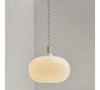 MODEBHD Abat-Jour en Verre Blanc Laiteux Vintage Pendentif éclairage oblate Goutte plafonnier coloré Messager Fil Suspendu Lampe pour Cuisine îlot luminaire Salle à Manger Lustre