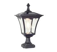 MODEBHD Lampe à pilier solaire 16,5 '' avec capuchon de poteau extérieur avec base de montage sur jetée, pilier imperméable de style simple européen, abat-jour en verre transparent, lampes de lanterne