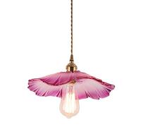 MODEBHD Lampes suspendues en verre rose Abat-jour en forme de fleur Lampes suspendues Raccords en laiton Éclairage de plafond Lustre de base E27 Plafonnier suspendu Entrées de l'îlot de cuisine Chevet