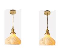 MODEBHD Lampes suspendues françaises exquises, Abat-Jour en céramique, plafonniers à Jupe Blanche, Lustre à Base E27, luminaires Suspendus réglables en Corde, Salon, Chambre à Coucher, Chevet