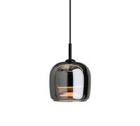 MODEBHD Lot de 2 luminaires suspendus modernes en verre à LED de style milieu du siècle, luminaires suspendus noirs avec abat-jour en verre soufflé à la bouche gris fumée, éclairage rond à suspendre p