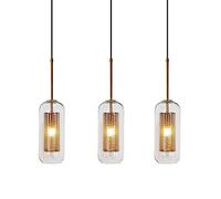 MODEBHD Lumière Claire Suspension en Verre Nordique brève Lampes suspendues raccords en métal plafonnier Tube Corde Lustre réglable E14 Base Suspension plafonnier Salon Chevet