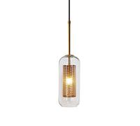 MODEBHD Lumière Claire Suspension en Verre Nordique brève Lampes suspendues raccords en métal plafonnier Tube Corde Lustre réglable E14 Base Suspension plafonnier Salon Chevet
