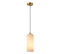 MODEBHD Luminaire suspendu en marbre blanc, plafonnier suspendu en laiton, tube cylindrique, lustre linéaire en pierre naturelle, éclairage en albâtre pour cuisine, îlot, chambre à coucher, salle à ma