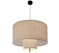 MODEBHD Luminaires Suspendus de Ferme, éclairage Suspendu Tambour à 2 Niveaux avec Abat-Jour en Lin, lustres Suspendus rustiques de 15,76 Pouces pour Salon Cuisine Salle à Manger E26