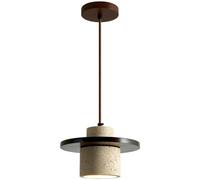 MODEBHD Style japonais moderne travertin suspension Wabi Sabi pierre suspension réglable en bois cuisine îlot luminaire mini cylindre éclairage suspendu pour restaurants, chambre à coucher, lustre E27