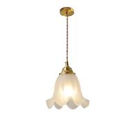 MODEBHD Suspension de Fleurs françaises luminaires Suspendus en Verre Blanc Laiteux avec Socle de Lampe en Laiton plafonnier Suspendu châssis galvanisé pour îlot de Cuisine Salon Lustre Unique
