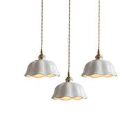 MODEBHD Suspension Vintage française, Lampes suspendues en céramique Blanche, plafonnier Abat-Jour dôme, Lustre réglable en Corde, luminaire Suspendu à Base E27, Salon, Chambre à Coucher, Chevet